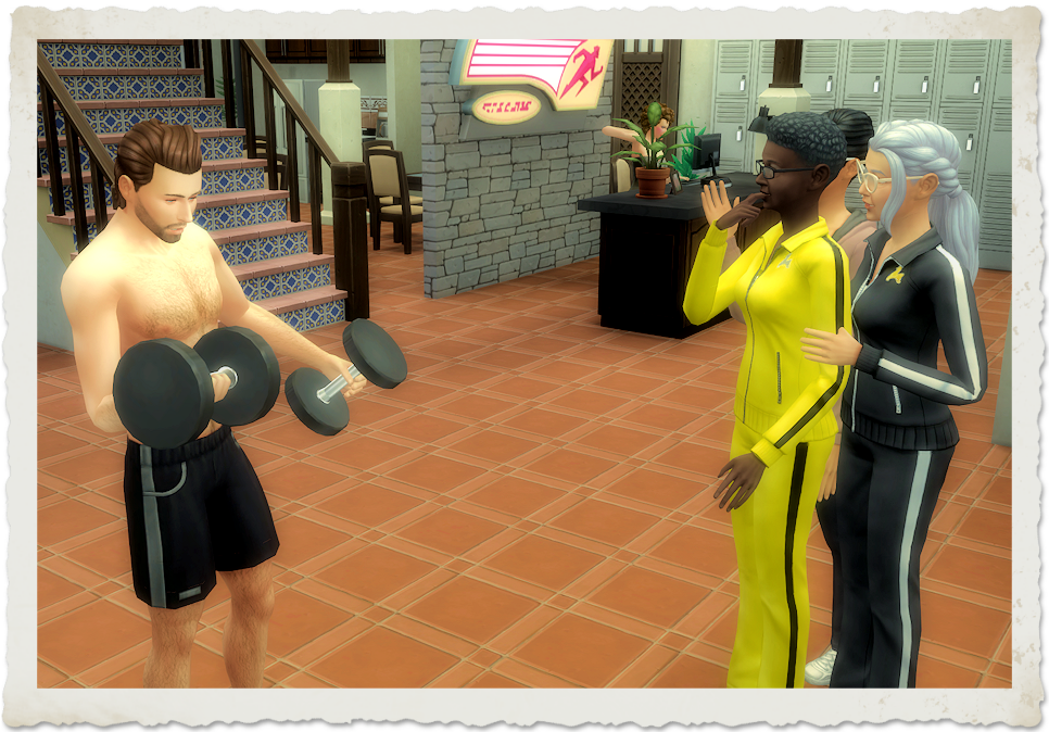 Caption Contest: The Gym | Caption this screenshot, win the Throwback Fit Kit! Contest ends 4-1-2021 | www.streneesims.com