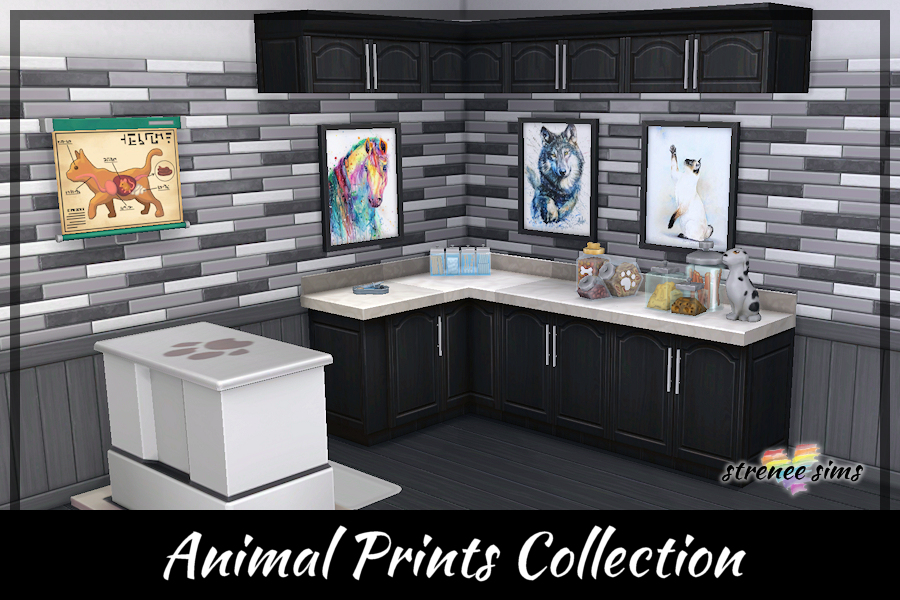 Watercolor Animal Prints Collection | 30 beautiful watercolor animal prints to decorate with. #ts4 #sims4 #sims4cc | www.streneesims.com